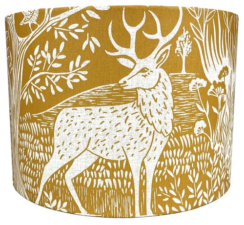 Mustard yellow stag lampshade - stag,